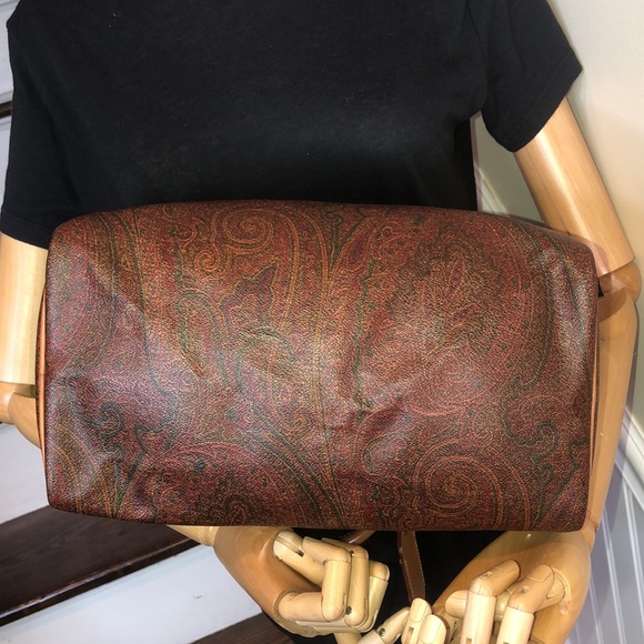 W ETRO MILANO Red Paisley Speedy 20 Small Boston Travel Tote Bag Lock and 2 Keys - Picture 8 of 17